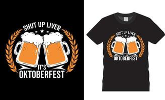 cerrar arriba hígado es Oktoberfest ,cerveza Bebiendo vector gráfico camiseta diseño