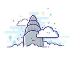 Cute illustration of a skyscraper and clouds vector