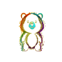 bear colorful line transparent background ai generative png