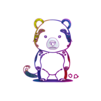 Urso colorida linha transparente fundo ai generativo png