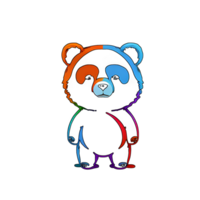 Urso colorida linha transparente fundo ai generativo png