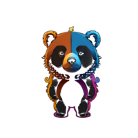 bear colorful line transparent background ai generative png