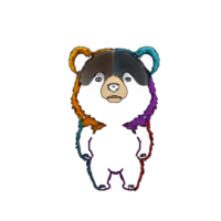 bear colorful line transparent background ai generative png