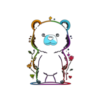 bear colorful line transparent background ai generative png