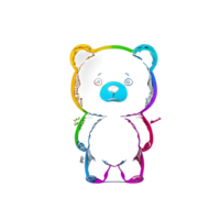 bear colorful line transparent background ai generative png
