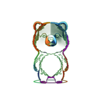 bear colorful line transparent background ai generative png