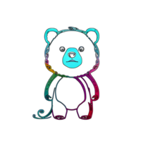 bear colorful line transparent background ai generative png