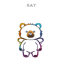 bear colorful line transparent background ai generative png