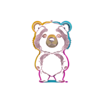 bear colorful line transparent background ai generative png