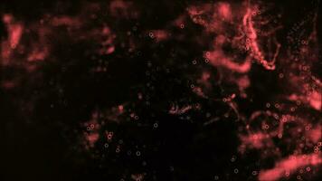 Digital science fiction background of glowing particles like in nano world with depth of field video