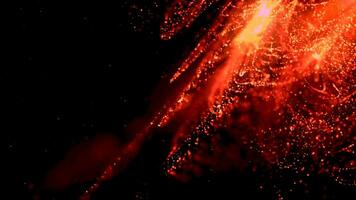 abstrait rendu boucle particules brillant Orange flammes sur foncé Contexte. video