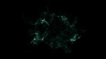 Green particles moving background Explosive circle lines flying waves of fast energy with strobe lights. video