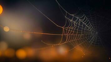 spider web with light bokeh background, abstract background ai generated photo