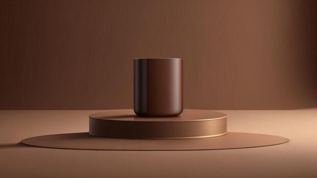 3d representación de un cilíndrico podio con un marrón antecedentes ai generado foto