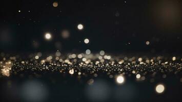 glitter vintage lights background, silver gold and black, bokeh defocused ai generated photo