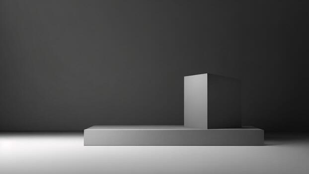 dark gray podium for product presentation. Mock up. 3D rendering ai generated photo