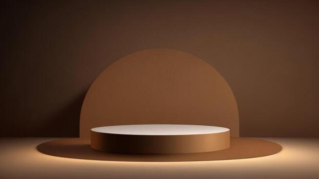 3d representación de un redondo podio en un marrón antecedentes. plataforma para producto presentación. ai generado foto