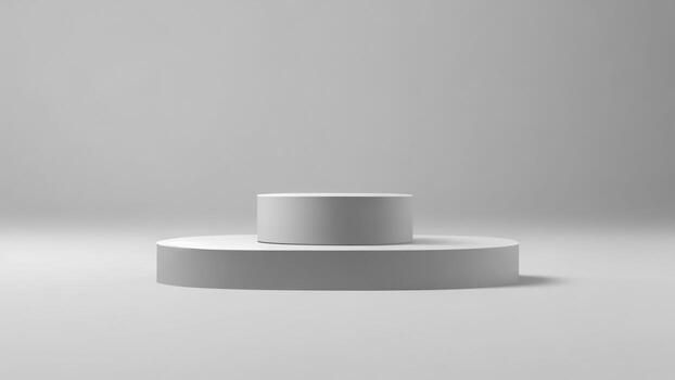 gray round podium on gray background. 3d render. Minimal concept ai generated photo