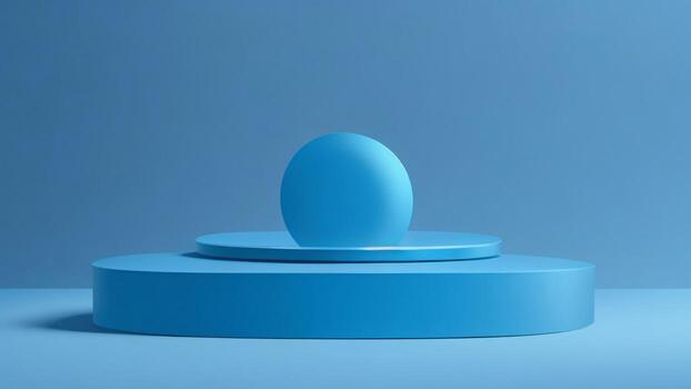 Blue podium on blue background. Minimalistic design. 3d render ai generated photo