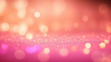 oro y rosado Brillantina Clásico luces fondo, desenfocado, bokeh ai generado foto