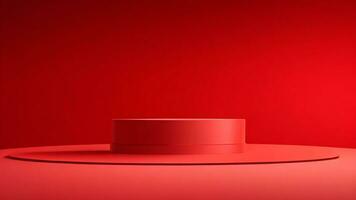 rojo podio en un rojo antecedentes. 3d representación. mínimo concepto ai generado foto