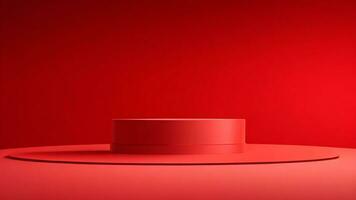 Red podium on a red background. 3d rendering. minimal concept ai generated photo