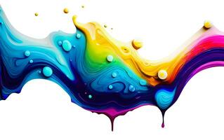 Vibrant cmyk colored liquids paint splash. Abstract art background of color splatter fluid. AI Generative photo