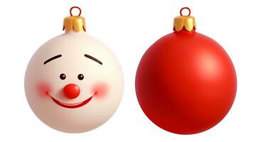 set of funny christmas ball isolated on background photo