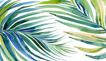 Watercolor art of tropical foliage, leaves, palm leaf. AI Generative photo