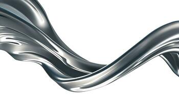 Abstract silver gradient curve. Flow chrome liquid metal waves isolated on white photo