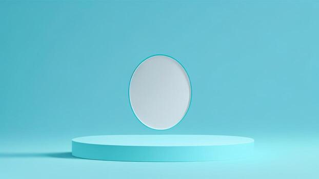 cielo azul mínimo geométrico fondo, azul podio para producto presentación, 3d hacer ai generado foto