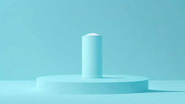 ligero azul antecedentes podio, largo cilindro, 3d hacer ai generado foto