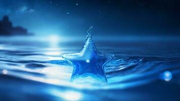 estrella forma agua, Oceano borde y agua ondas antecedentes ai generado foto