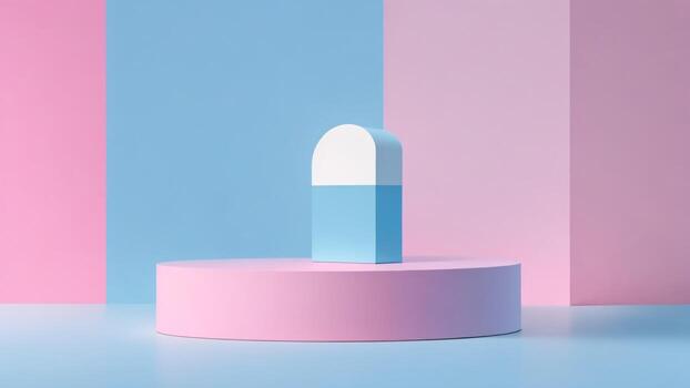 rosado azul minimalista resumen fondo, primitivo geométrico cifras, pastel colores, 3d hacer ai generado foto