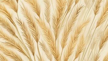 yellow pampas grass on a beige background, hand drawn illustration ai generated photo
