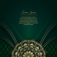 Green background with mandala ornament vector