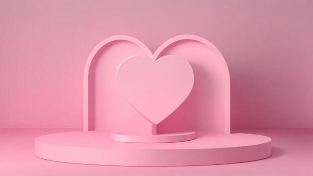 Valentine's day background with heart and arch. 3d render ai generated photo