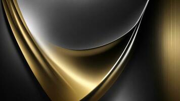 Black silver and gold metallic wavy background. 3d render illustration. ai generated photo