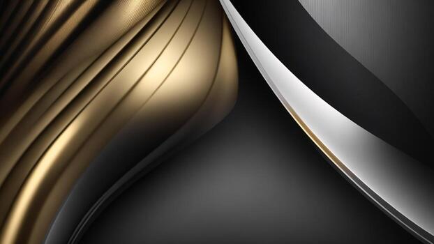 3d render of abstract wavy metallic background with black and gold elements ai generated photo