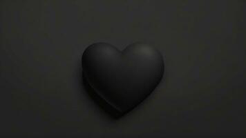 Black heart on a black background. 3d rendering, 3d illustration. negative concept ai generated photo