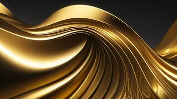 Golden metallic wavy liquid background. 3d render illustration, 3d render ai generated photo