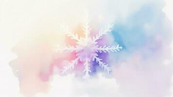 white snowflake with abstract pastel watercolor gradient winter background ai generated photo