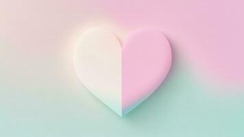 Paper heart on pink and blue background. Minimal love concept. ai generated photo