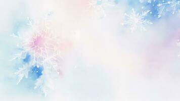 Winter background with snowflakes and bokeh lights. Watercolor illustration. ai generated photo