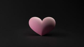 Pink heart on a black background. 3d rendering, 3d illustration. ai generated photo