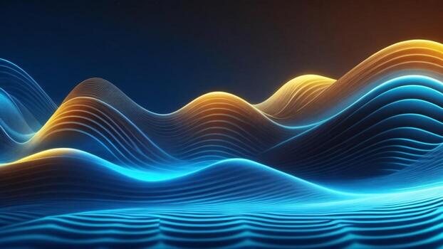 resumen ondulado antecedentes con azul y naranja líneas, 3d hacer ai generado foto