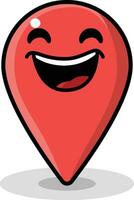 Happy Smiling Location Pointer Symbol Icon Happy Gps Navigation Pin Sign Smile Face Emotion Character vector illustration, Happy red pin colored and black and white line art stock vector image