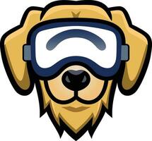 dog wearing a vr headset vector logo template , Dog wearing a virtual reality gear simple logo icon , symbol stock vector image