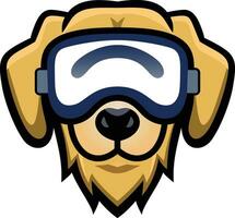 dog wearing a vr headset vector logo template , Dog wearing a virtual reality gear simple logo icon , symbol stock vector image