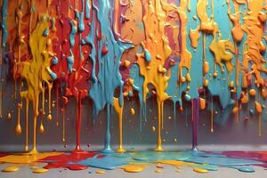 Dripping Paint Texture, Colorful Dripping Paint Background, Paint Dripping Wallpaper, Dripping Ink Background, Ai Generative photo